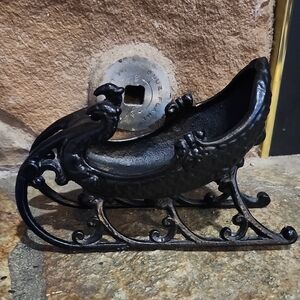 Black Vintage Cast Iron Sleigh Decor